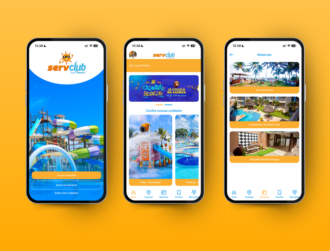 O aplicativo do ServClub foi desenvolvido para fornecer uma experiência prática e completa aos associados, reunindo em um só lugar todas as informações sobre os parques aquáticos, hospedagens, eventos exclusivos, detalhes do seu plano de associação e muito mais.